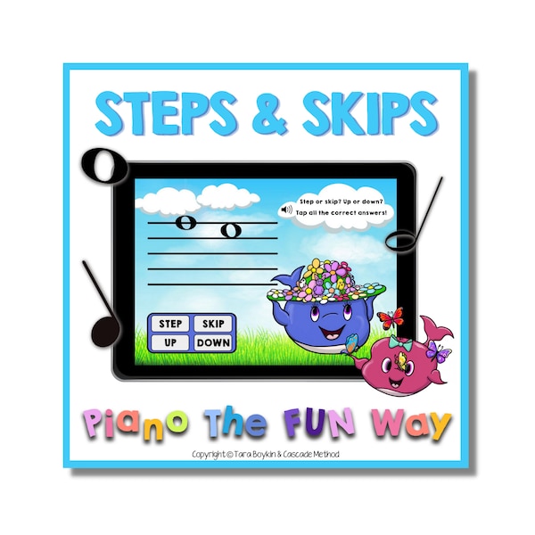 Boom Cards Intervals: Steps and Skips Online Piano Lessons Online Learning Music Teachers Grand Staff