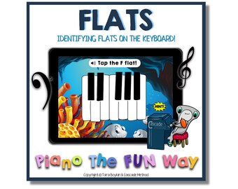 Boom Cards: Flats - Identifizieren von Flats auf der Tastatur (Klavierunterricht, Klavierunterricht, Klavierlehrer, Online-Lernen)
