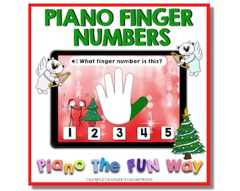 Boom Cards Piano Finger Numbers Holiday & Christmas Edition Piano Lessons Teacher Online Learning Fun Games Beginner Students