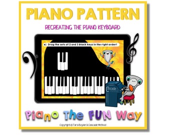 Boom Cards:  Piano Pattern - Recreating the Piano Keyboard (Teaching Piano Students, Grand Staff, Piano Lessons, Piano teacher, E-Learning)