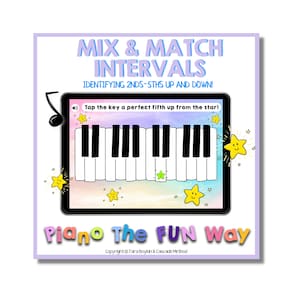 ブームカード: 音程の組み合わせ (2 度から 5 度) - ピアノの生徒への指導 大譜表の用語、ピアノレッスン、ピアノ教師、E ラーニング