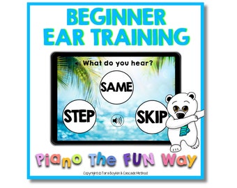 Boom Cards:  Beginner Ear Training (Same-Skip-Step) Summer