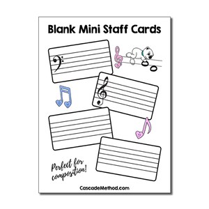 Blank Mini Staff Cards Piano Good for Composition Composing Piano lessons Off Bench Activity Encourage Creativity