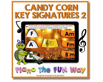 Boom Cards: Candy Corn Flat Key Signatures Level 2 (Treble)
