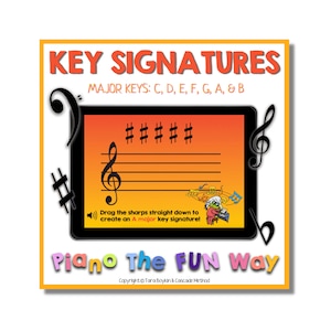 Boom Cards Major Key Signatures (C, D, E, F, G, A & B) Piano Theory In Person and Online Piano Lessons Fun Circle of Fifths Piano Teacher