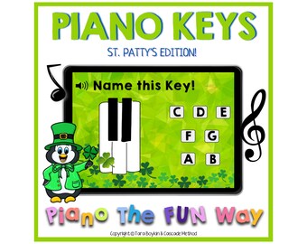 Boom Cards: Piano Keys (St. Pattys Edition) - White Piano Key Note Erkennung für Anfänger