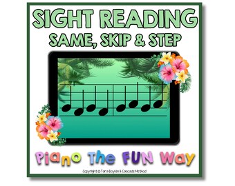 Boom Cards: Sight Reading Cards (Same, Skip, Step) Tropical