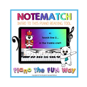 Boom Cards - NoteMatch 入門 (ピアノの生徒への指導、グランドスタッフの用語、ピアノレッスン、ピアノ教師、オンライン学習)