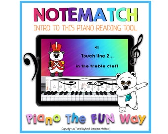 Boom Cards - NoteMatch Intro (Teaching Piano Students Terms of the Grand Staff, Piano Lessons, Piano teacher, Online Learning)