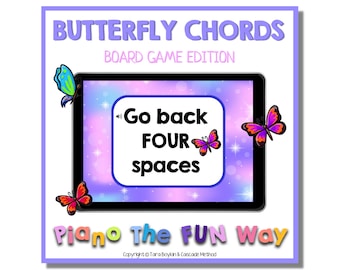 Boom Cards: Butterfly Chords Board Game ((Lehre Klavierschüler Begriffe des Großen Stabes, Klavierunterricht, Klavierlehrer, Online-Lernen)