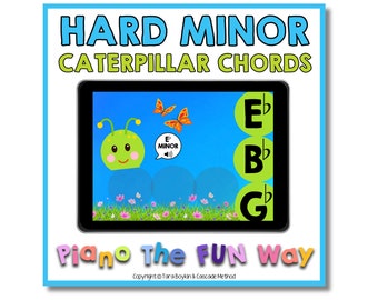 Boom Cards: Hard Minor Caterpillar Chords (C#, Db, Eb .. Ab & Bb)