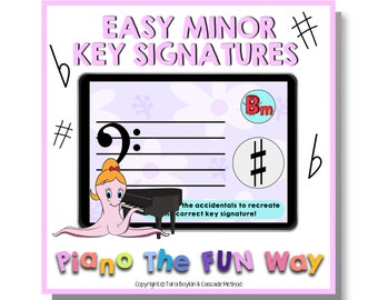Boom Cards:  Easy Minor Key Signatures (White Keys)