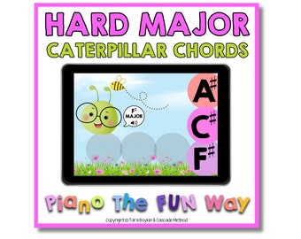 Boom Cards: Hard Major Caterpillar Chords (C#, Db, Eb .. Ab & Bb)