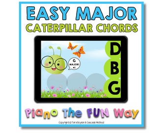 Boom Cards: Easy Major Caterpillar Chords (C, D, E, F, G, A & B)