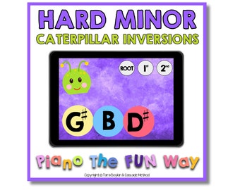 Boom Cards: Hard Minor Chord Inversions - Caterpillar Theme