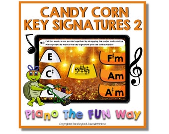 Boom Cards: Candy Corn Sharp Key Signatures Level 2 (Bass)