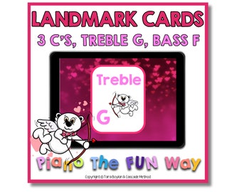 Boom Cards: Landmark Cards (3 C's, Treble G, Bass F)