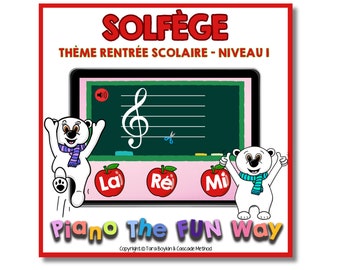 Boom Karten: Solfege, Revision de Notes, Theme Rentree Scolaire, Niveau 1