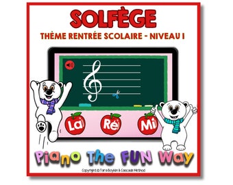 Boom Cards: Solfege, Revision de Notes, Theme Rentree Scolaire, Niveau 1