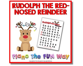 Klaviernoten: Rudolf das Rentier mit der roten Nase
