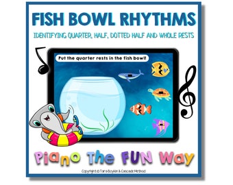 Boomkaarten: Fish Bowl-ritmesteunen (pianostudenten lesgeven in de voorwaarden van de grote staf, pianolessen, pianoleraar, online leren)