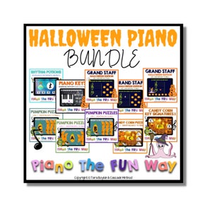 ブームカード: ハロウィーン ピアノ バンドル (ピアノの生徒への指導、グランドスタッフの用語、ピアノレッスン、ピアノ教師、オンライン学習)