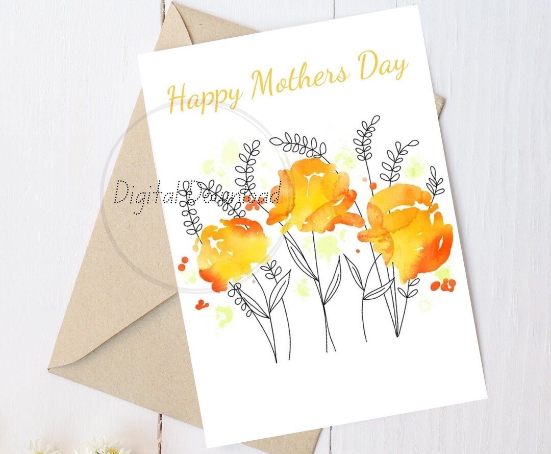 Printable Happy Mothers Day Card Mother's Day Bright Flowers Card for ...