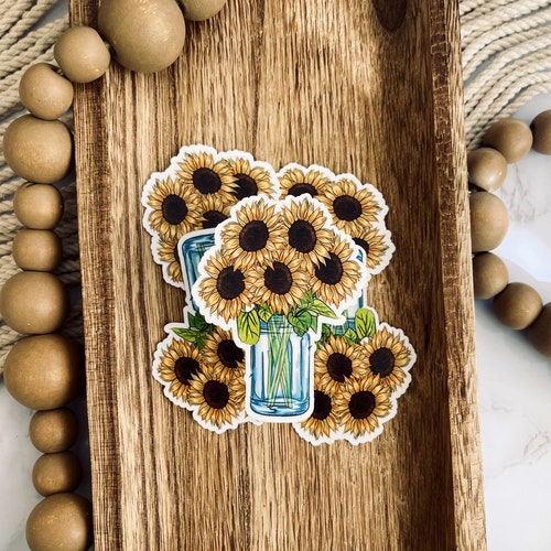Sunflower Sticker Vinyl Sunflower Sticker Waterproof Etsy