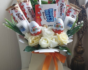 Chocolate Bouquet Kinder Cream Silk Flowers Yankee Candles Gift Hamper