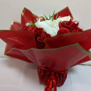 Chocolate Hand-tied Bouquet Red Lindt Stunning Silk Flowers Gift