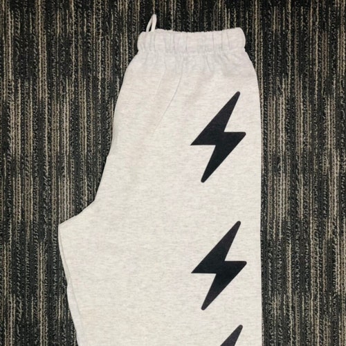 Lightning Bolt Sweatpants Black Sweatpants Neon Pink Etsy
