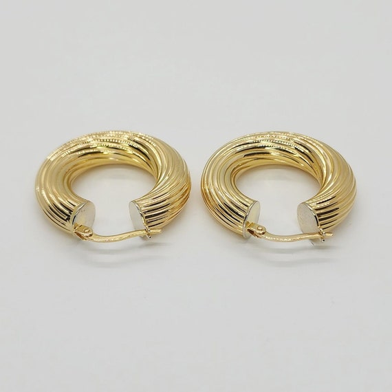 14K Yellow Gold Twisted Tube Hoop Earrings - image 5