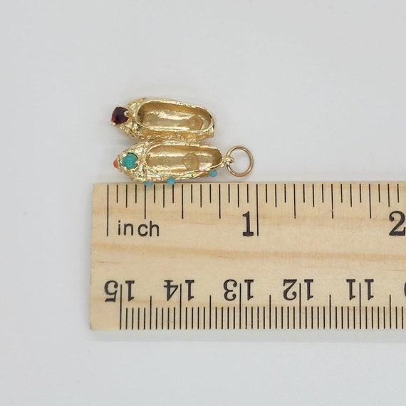 14K Yellow Gold Antique Ornate Ballet Shoes charm… - image 6