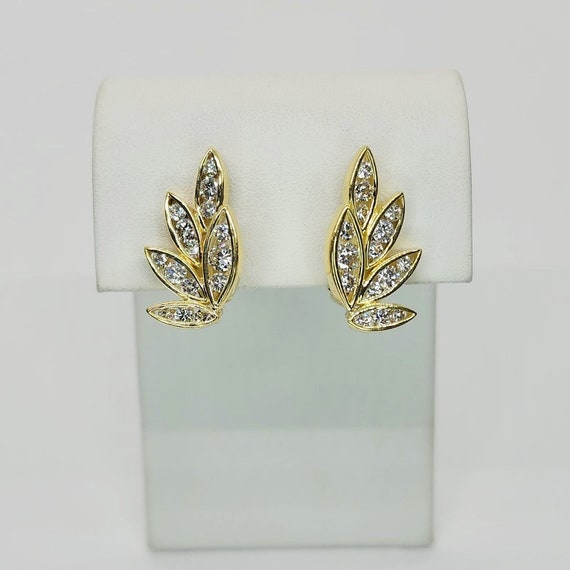 Jose Hess 18K Yellow Gold Diamond Leaf Cluster Earrings