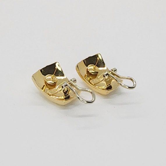 18K Tri-color Gold Vintage Striped Button earrings - image 5
