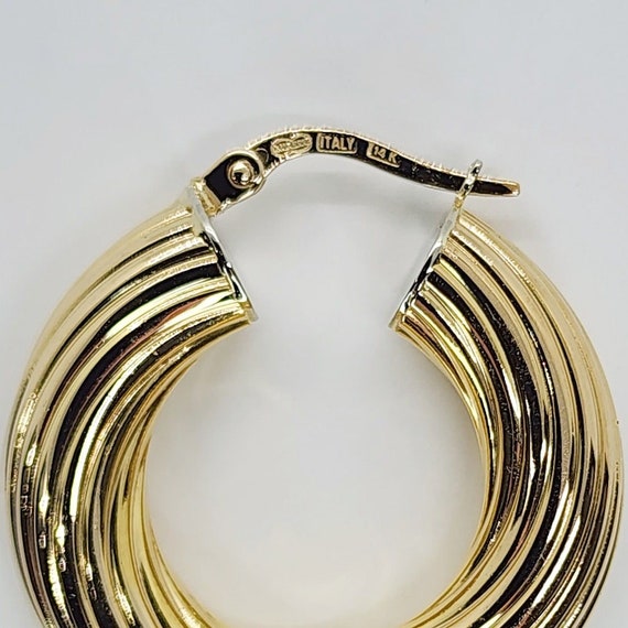 14K Yellow Gold Twisted Tube Hoop Earrings - image 8