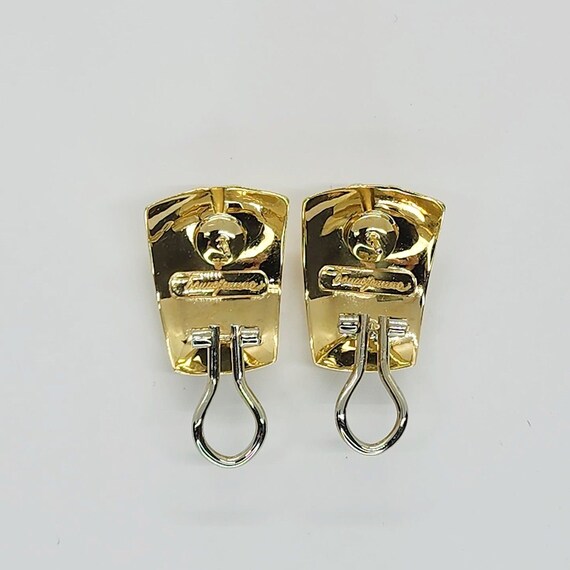 18K Tri-color Gold Vintage Striped Button earrings - image 6