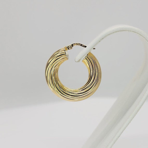 14K Yellow Gold Twisted Tube Hoop Earrings - image 4