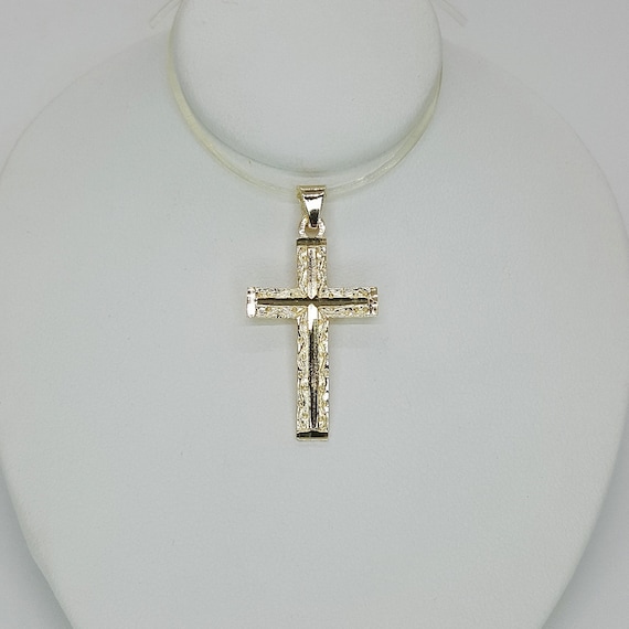 14K Yellow Gold Vintage Fancy Cross Pendant - image 1