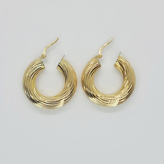 14K Yellow Gold Twisted Tube Hoop Earrings - image 6