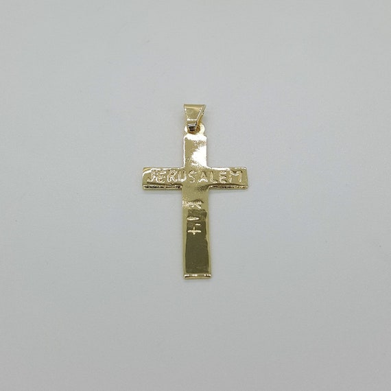 14K Yellow Gold Vintage Fancy Cross Pendant - image 5