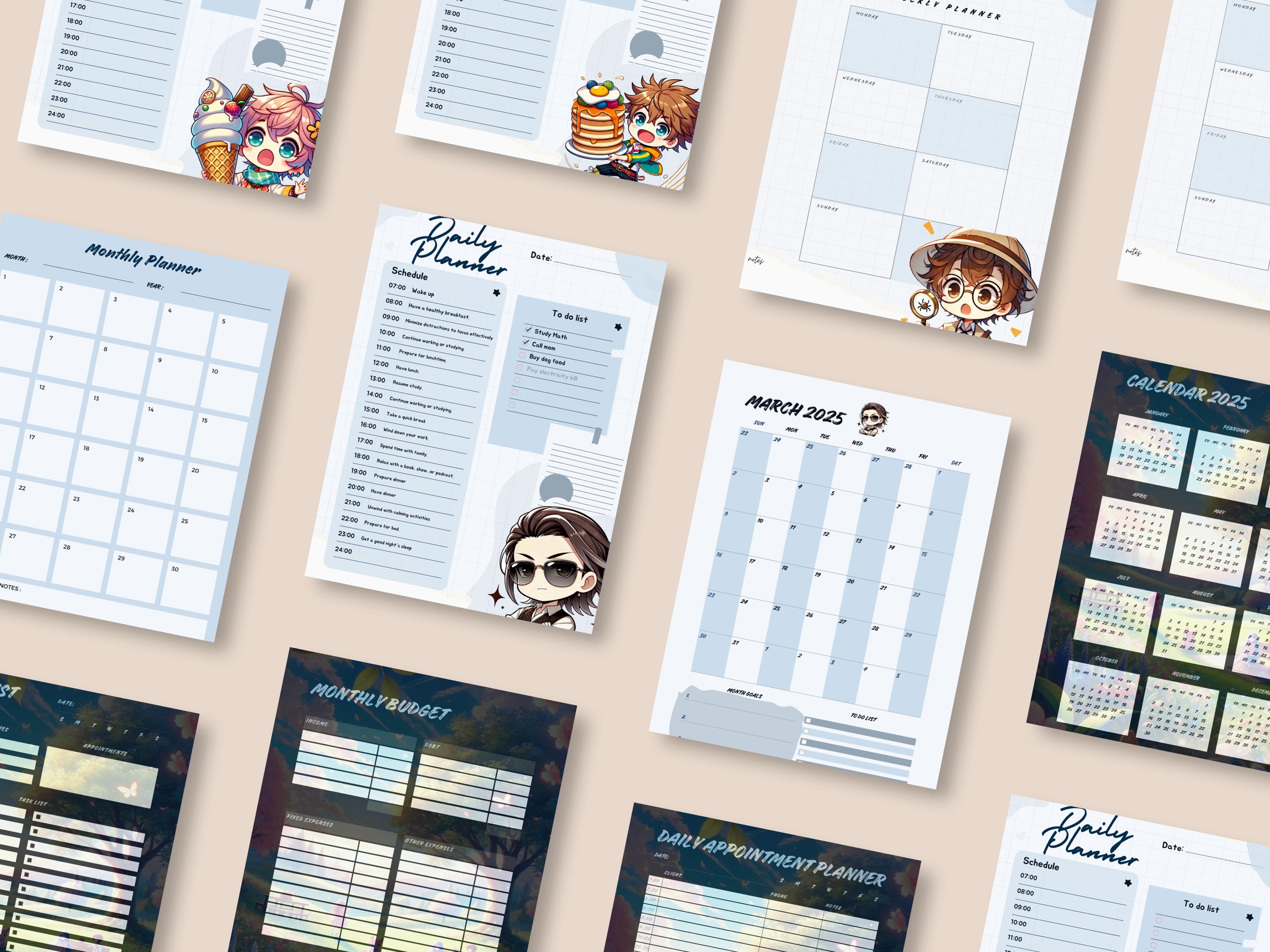 Anime Planner Printable, Cute Manga Journal for Adults &amp; Teens, Daily ...