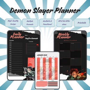 Demon Slayer Themed Planner, Kimetsu No Yaiba, Anime Planner, Demon Slayer, Undated Digital Planner, GoodNotes Plan, Printable Templates