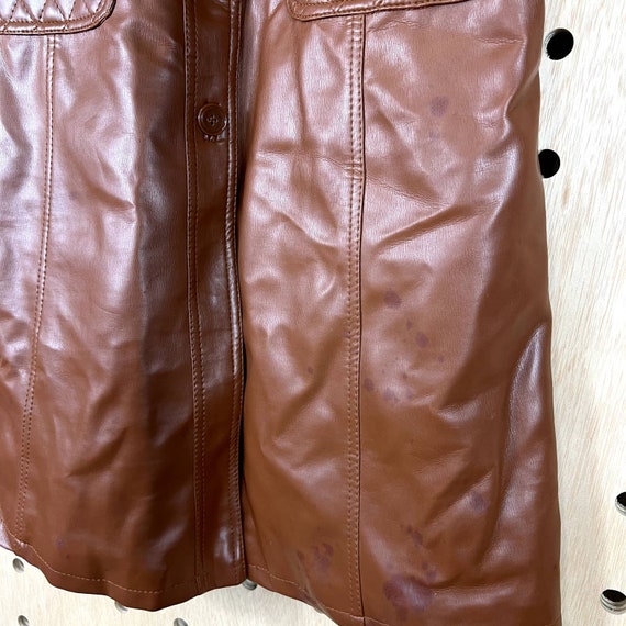 70s leather trench coat jacket - image 4