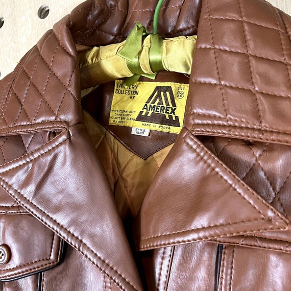 70s leather trench coat jacket - image 3