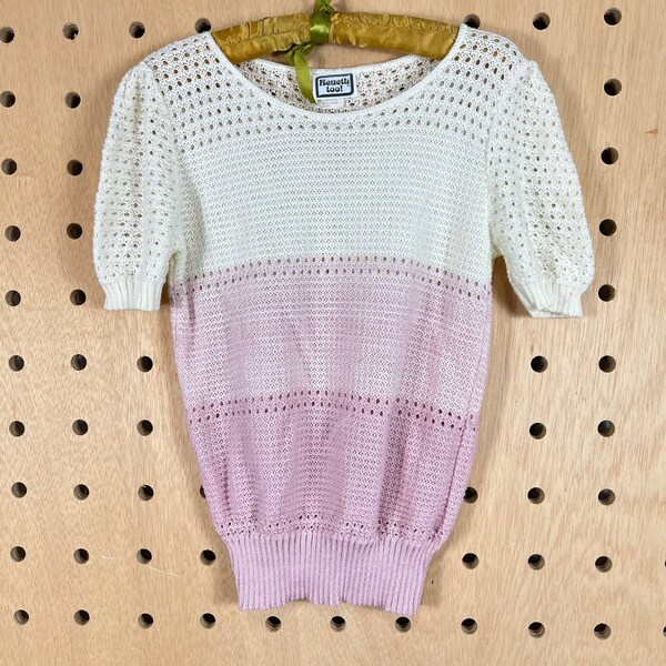 Loose knit short sleeve sweater top