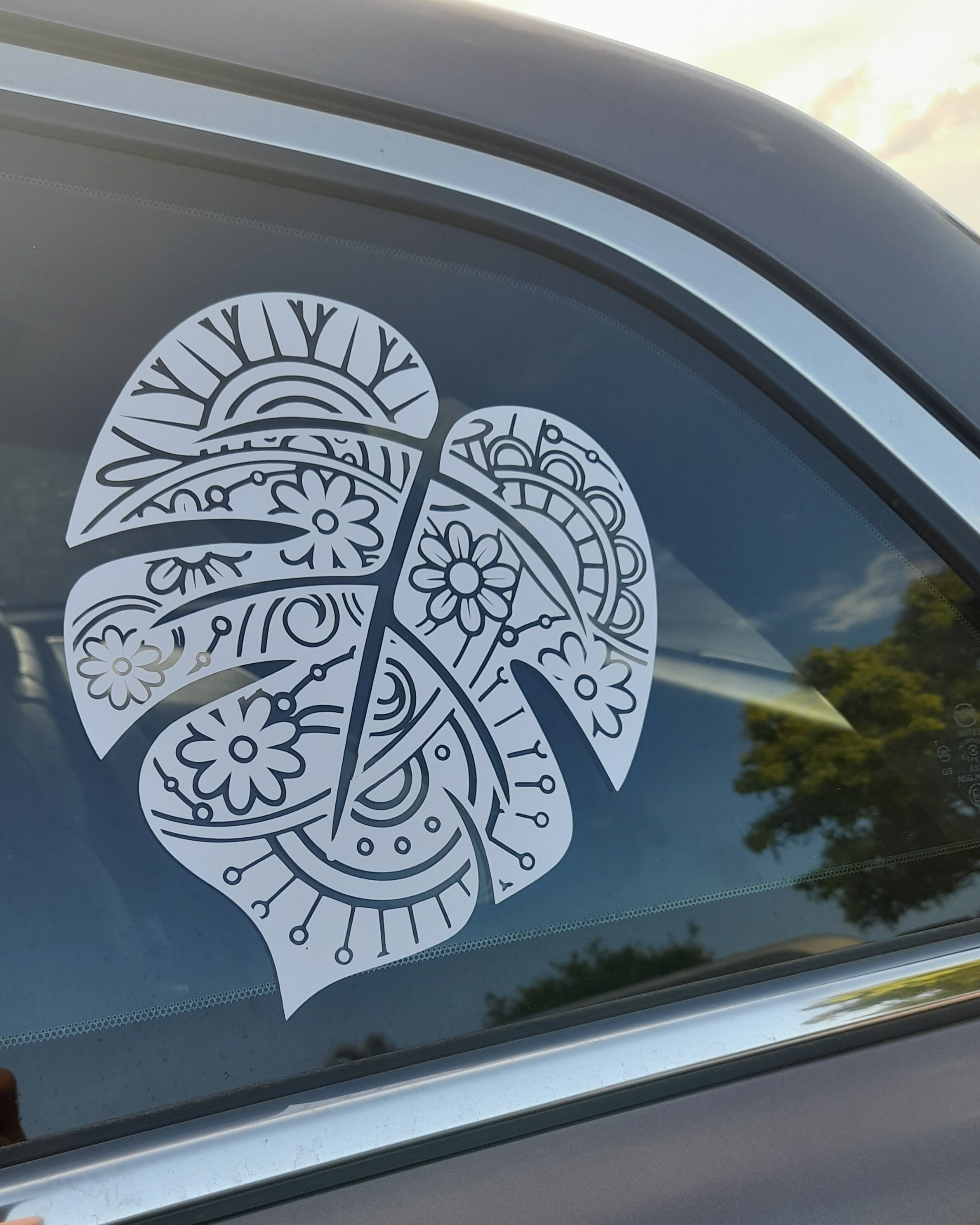 Mandala Monstera Leaf Vinyl Car Decal Sticker - Etsy Australia