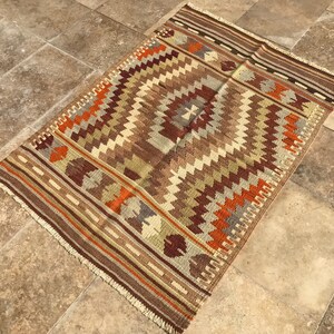 4x3 Turkish Kilim, Anatolian Kilim, 124x88 Cm, decorative rug Turkish Authentic Rug vintage Kilim, pure wool , Area Kilim, bohemian  rug