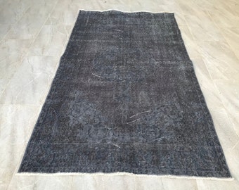 Vintage Turkish Wool Rug, Gray Anatolian Area Rug (7x4 ft)