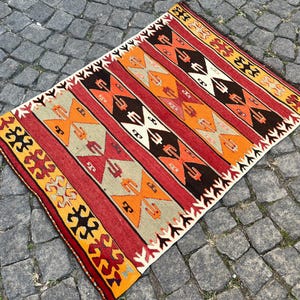 4x3 ft Hand made Kilim, Anatolian rug, 107x78 Cm, decorative rug Anatolian rug, Authentic rug vintage rug, pure sheep wool, wall and floor